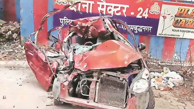 Noida accident, Noida car   accident, Noida mishap  death, incorrect  mode   driving, Noida mishap  news, fatal crash, tractor collision, Indian explicit  news