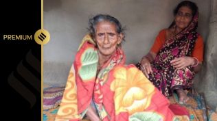 Maleka Beoya, 100, with her daughter Shobjan Bibi at her house in Gajamuri village in the Sundarbans. (Express photo by Neha Banka)