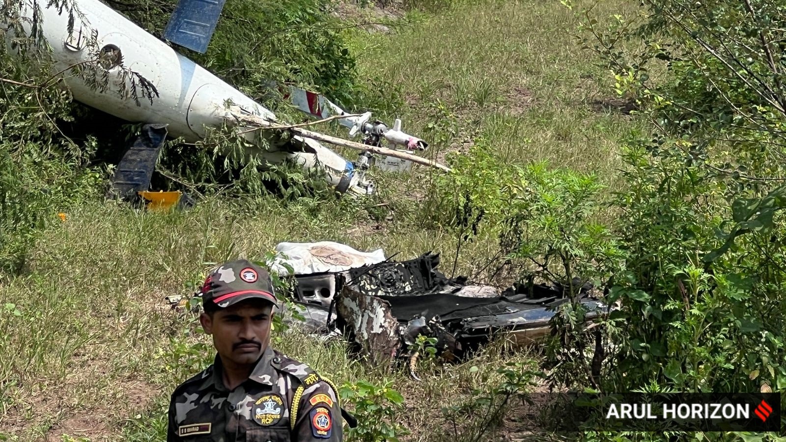 Helicopter crash site in Bhavdan