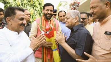 Saini Singh Saini, Saini swearing-in ceremony, Manohar lal khattra, narendra modi, panchkula, dusshera ground, cabinet meeting, Indian express news