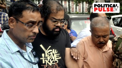 CBI arresting TMC leader and former R G Kar staffer Ashish Pandey. (Express photo by Partha Paul)