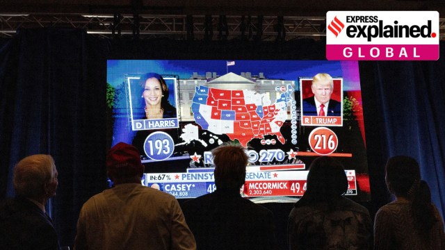 Supporters of Donald Trump watch early election results in Georgia, U.S., on November 5.
