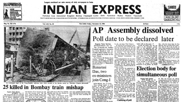 Bombay Train Mishap, AP Assembly Dissolved, Sri Lanka Curfew, Investigation Delay, Forty Years Ago, editorial, Indian express, sentiment  news, amerind  explicit  editorial