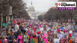 Women's March in Washington DC in 2017, soon after Donald Trump won the 2016 US Presidential elections./4b movement represenational