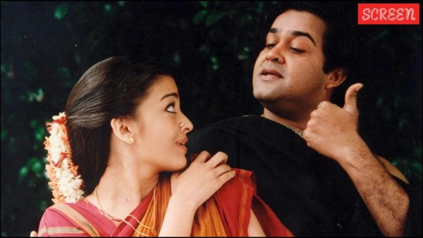 Aishwarya Rai and Mohanlal from iruvar