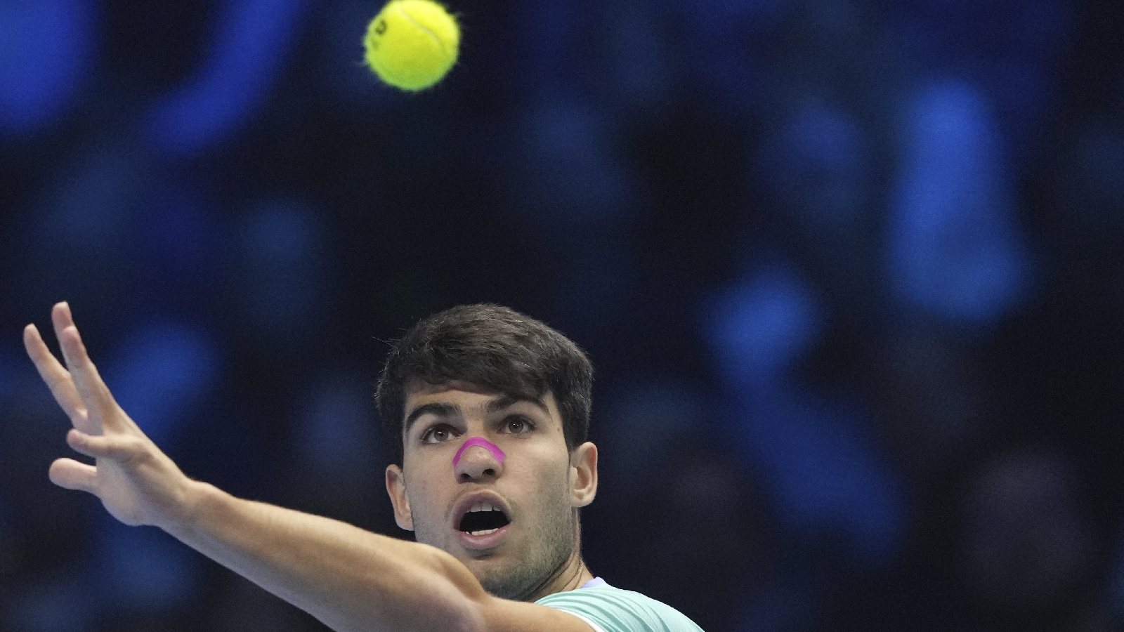 What is the pink strip Carlos Alcaraz wore on his nose at the ATP Finals?