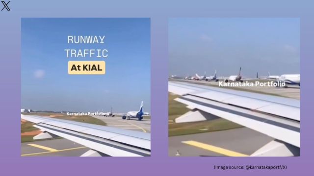 Traffic congestion at Bengaluru airport's runway (Image source: @karnatakaportf/X)