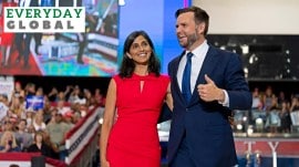 JD Vance and his wife Usha Vance during a rally in July 2024.