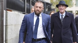 Conor McGregor outside High Court in Dublin, Ireland Tuesday, Nov. 5, 2024. (PHOTO: PA via AP)