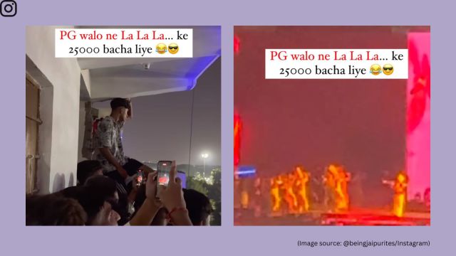 Fans watch Diljit Dosanjh's Jaipur concert from PG's balcony (Image source: @beingjaipurites/Instagram)