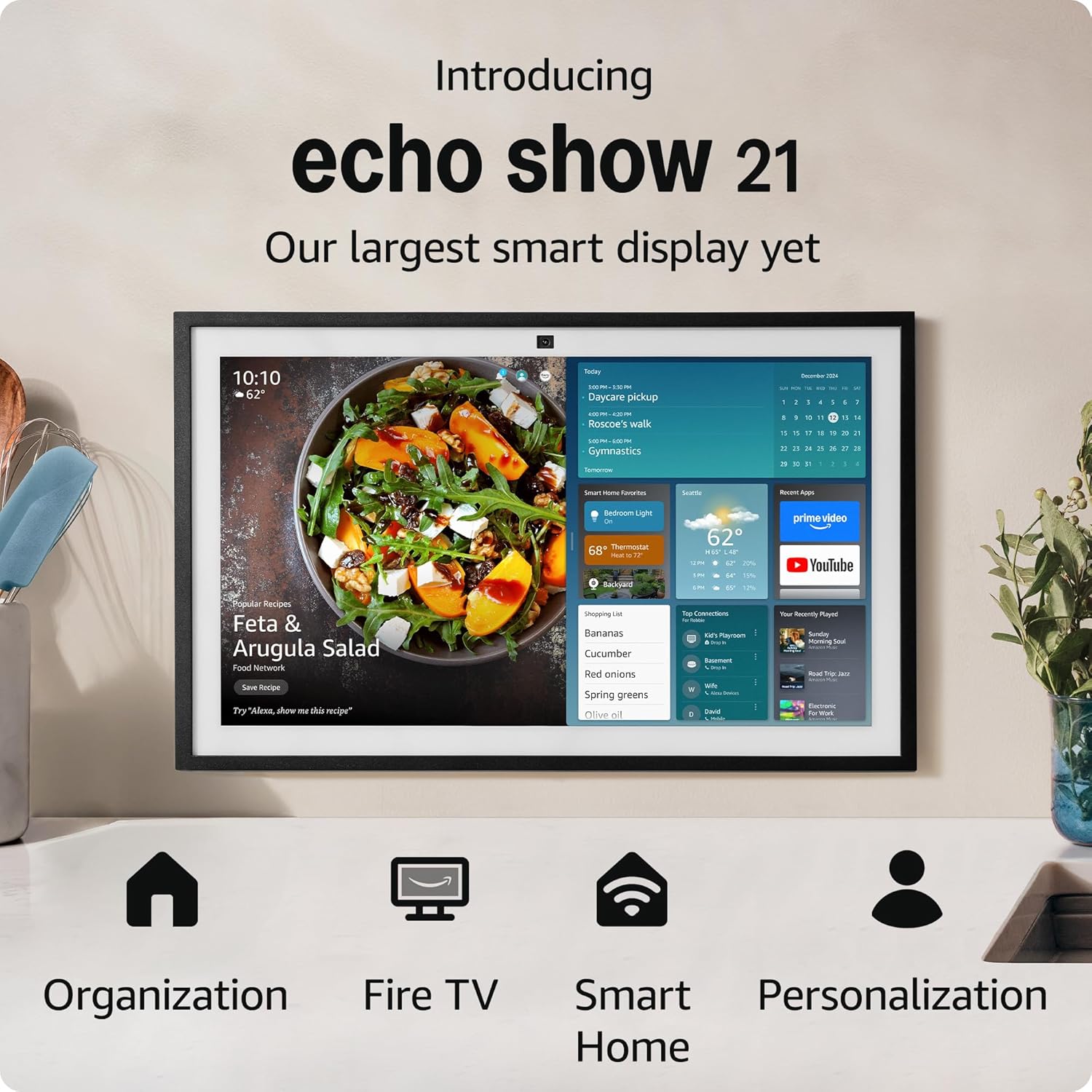 Echo Show 21 comes with customisable widgets on the home screen. (Image Source: Amazon)