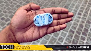 The Skullcandy EcoBuds is a lightweight TWS earbuds that is thoughtfully designed to serve both the user and the planet. (Image: Bijin Jose/The Indian Express)