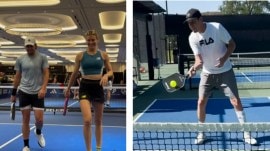Former tennis players like Eugenie Bouchard (left) and Sam Querrey have found a new sport in the form of the fast-growing sport of pickleball. (Screengrabs via Instagram)