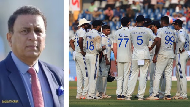 (LEFT) Indian cricket legend Sunil Gavaskar; (RIGHT) Indian cricket team players stand in a huddle during the third Test against New Zealand at the Wankhede Stadium. (PHOTOS: File, Express Photo by Amit Chakravarty)