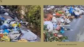 Garbage pile on Bengaluru roads (Image source: @karnatakaportf/X)