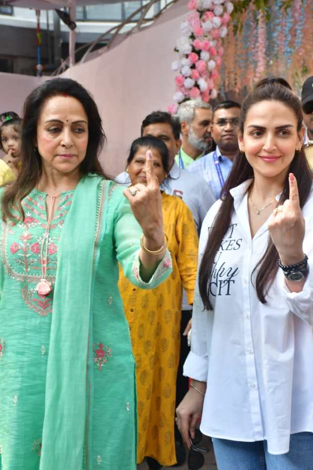 Hema Malini- Esha Deol- Mumbai voting