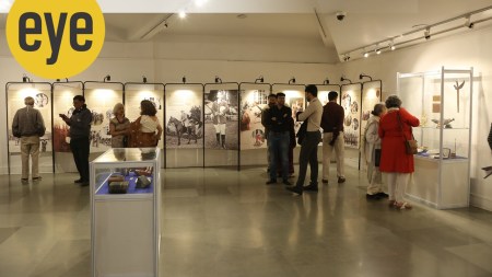 Visitors at the exhibition at IIC, New Delhi