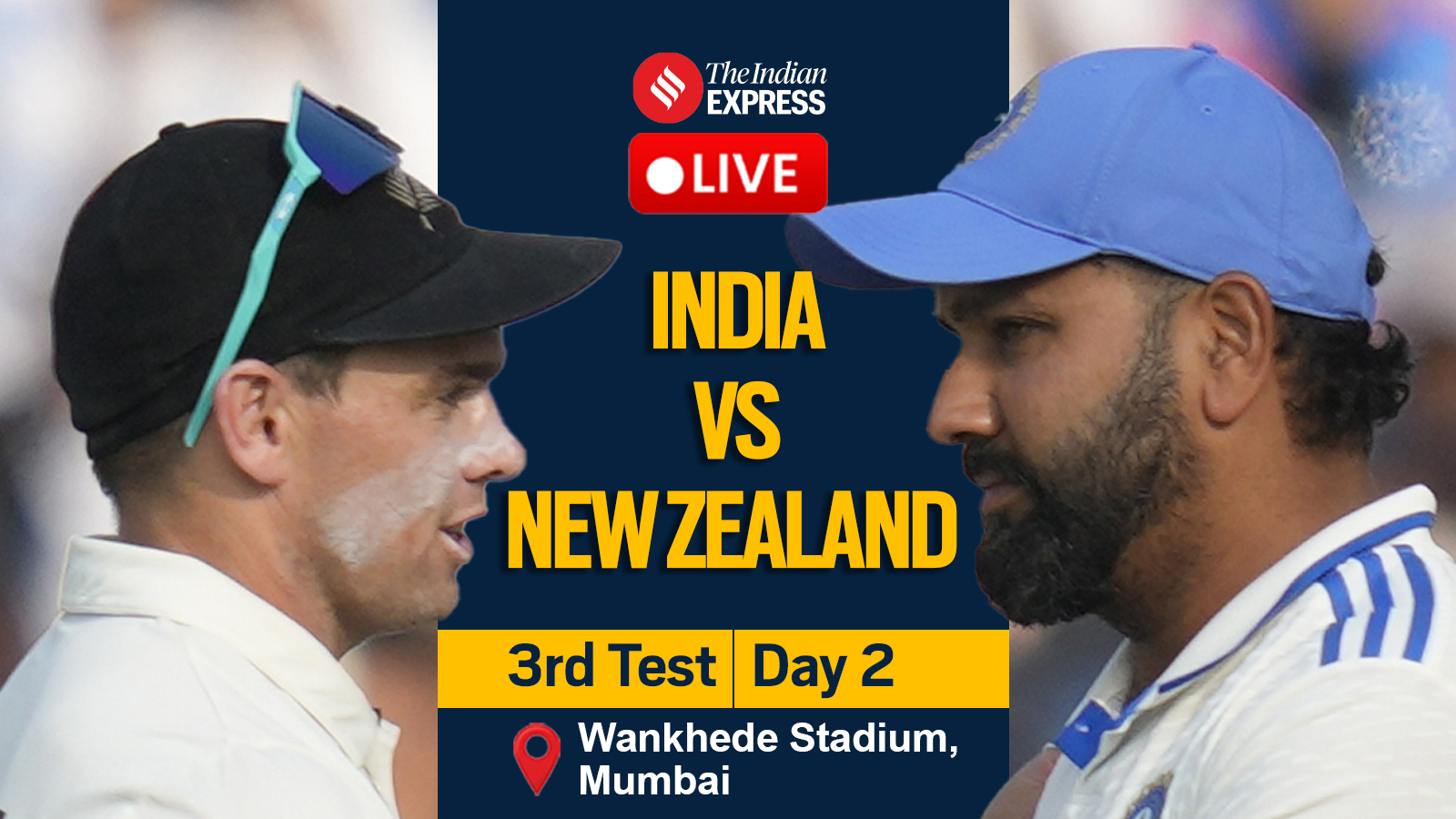 IND vs NZ 3rd Test Day 2 Live Cricket Score: New Zealand look to seize initiative as shadow of another collapse hangs over India