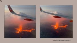Aerial view of volcano eruptions in Iceland (Image source: @PatterKayleigh/X)