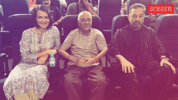 Kamal Haasan and Amala with Singeetham Srinivasa Rao
