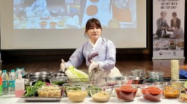 Korean chef Jang Yun Jeong hosts a 'Vegan Kimchi Making Workshop' with students of Institute of Hotel Management, Catering and Nutrition, Pusa. (PTI Photo)