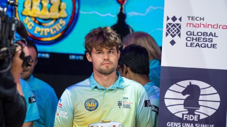 Former world champion Magnus Carlsen waits for matches to begin in the recent Global Chess League. (PHOTO: GCL)