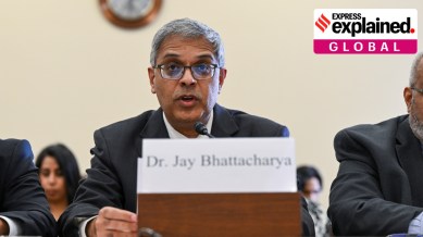 Dr Jay Bhattacharya testifies before the House Select Subcommittee on the coronavirus on Capitol Hill in Washington, Feb. 28, 2023. (Kenny Holston/The New York Times)