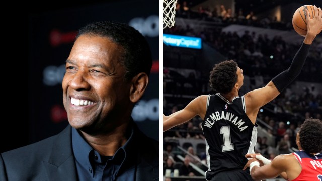 Double Oscar winner Denzel Washington lavished praise on San Antonio Spurs sky-scraper, Victor Wembanyama. (Reuters)