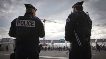 paris mosque macron pig