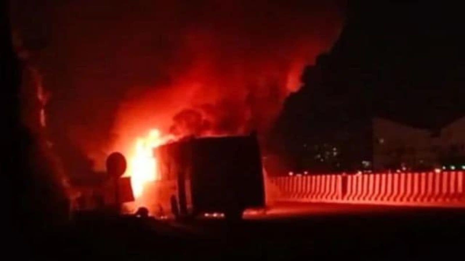 Shivshahi bus catches fire on Pune-Mumbai expressway, no casualties | Pune News