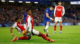 Chelsea's Pedro Neto scores the equaliser against Arsenal