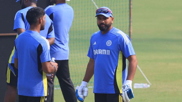 File image of Indian cricket team captain Rohit Sharma at a practice session before India's final Test against New Zealand at the Wankhede Stadium. (Express Photo by Amit Chakravarty)