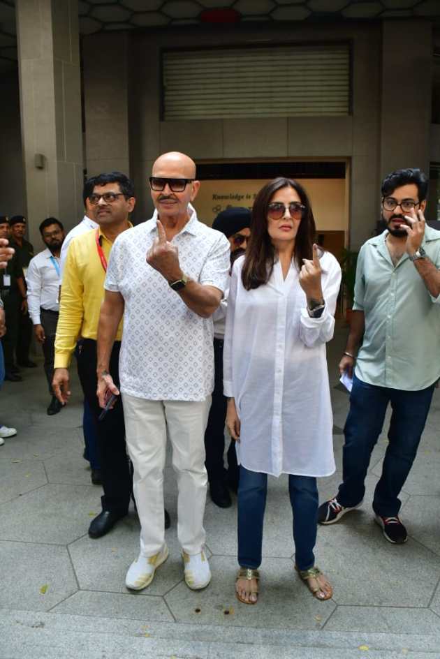 Rakesh Roshan and wife- Mumbai voting