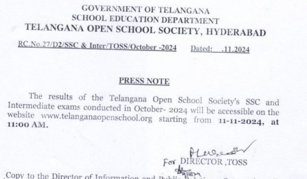 TOSS Result for SSC, Intermediate to be declared on Nov 11, check direct link