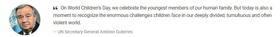 UN Secretary-General António Guterres message on World Children's Day 2024. 