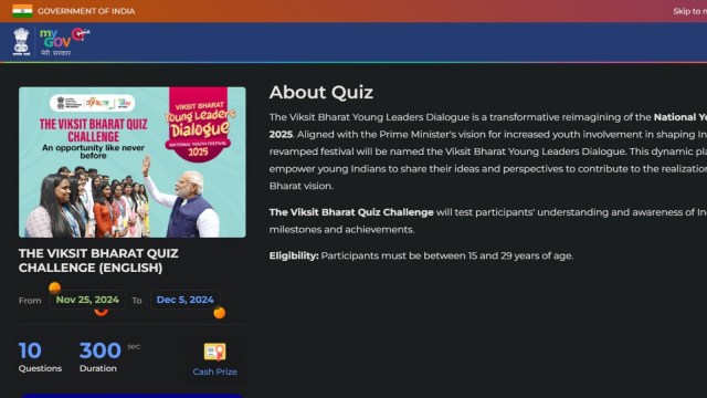 Viksit Bharat Quiz Challenge, Viksit Bharat Quiz, English, Hindi, Assamese, Bengali, Gujarati, Kannada, Malayalam, Marathi, Odia, Punjabi, Tamil and Telugu, Indian explicit  news, existent   affairs