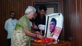 Stuti Patel Hazarika paying homage to her brother, Dr. Bhupen Hazarika at IIT Guwahati