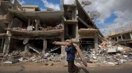 The offensive follows weeks of simmering violence in the area in Syria, where activists said government and allied Russian forces have stepped up their bombardment of parts of the last remaining stronghold of the opposition.