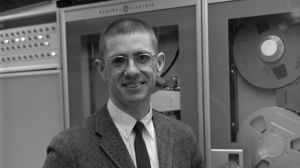 Professor Thomas Kurtz at Dartmouth’s computer center in the early 1960s.