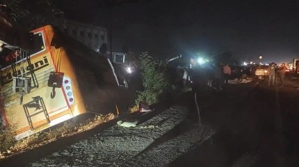 Surat: One dead, 27 injured after bus falls into ditch