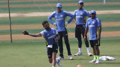 Virat Kohli at a practice session ahead of the Indian cricket team's Test match against New Zealand at the Wankhede Stadium. (Express Photo by Amit Chakravarty)