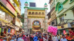 People outside the Ajmer Sharif Dargah, Shrine of Moinuddin Chishti, in Ajmer, Rajasthan, Thursday, Nov. 28, 2024