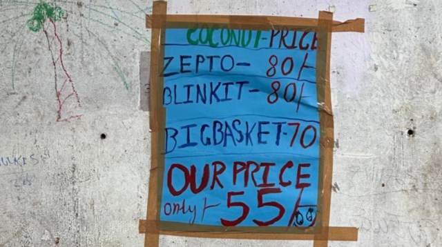 Bengaluru coconut vendor's clever ad challenges quick commerce giants (Image source: @peakbengaluru/X)