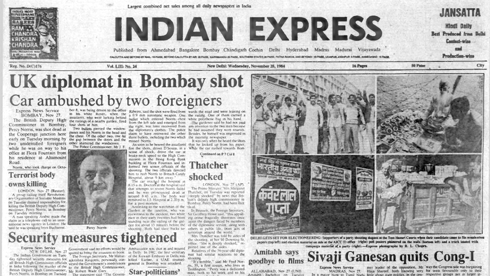 November 28, 1984, Forty Years Ago: UK diplomat killed