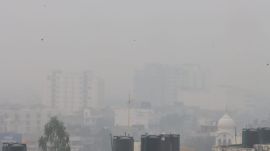 The city was covered in thick smog blanket for entire day Tuesday as residents complained that polluting particles were even entering homes, causing breathing issues and burning sensation in eyes.