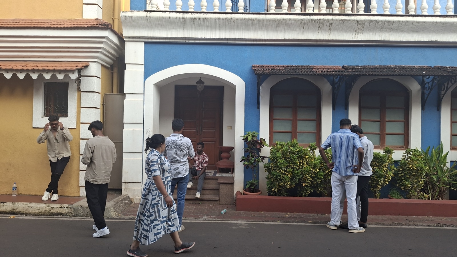 Tourists thronging a residential area in Goa. (Express photo by Pavneet Singh Chadha)