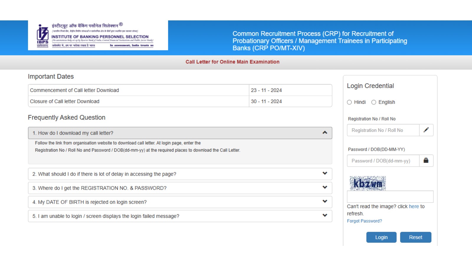 IBPS PO 2024 Mains exam admit card released at ibps.in
