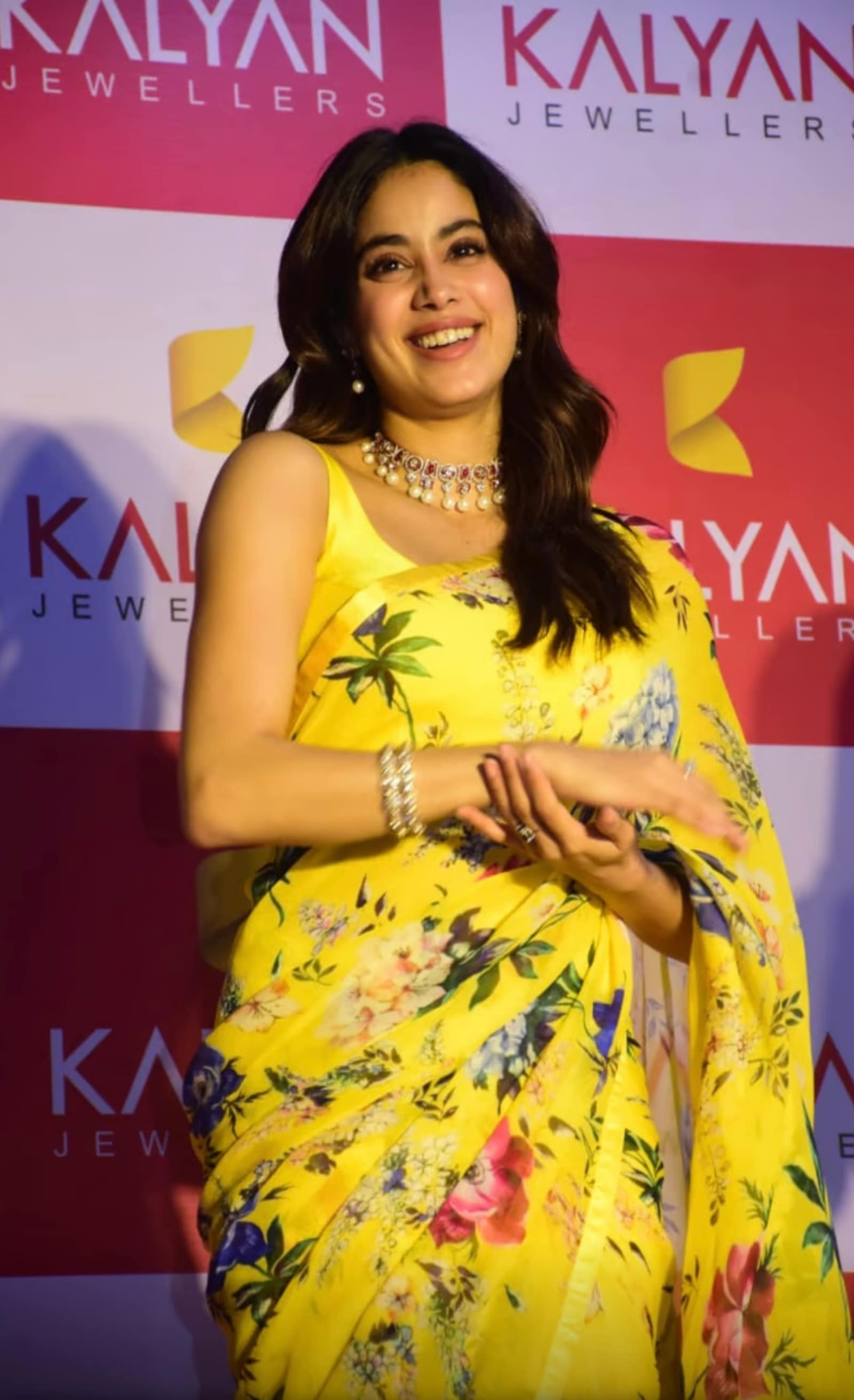 Janhvi Kapoor in a chiffon sari from Atelier Shikaarbagh