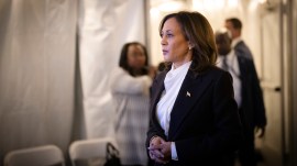 Vice President Kamala Harris, the Democratic presidential nominee, is seen backstage before she delivers a speech in Washington, on Oct. 29, 2024. (Erin Schaff/The New York Times)