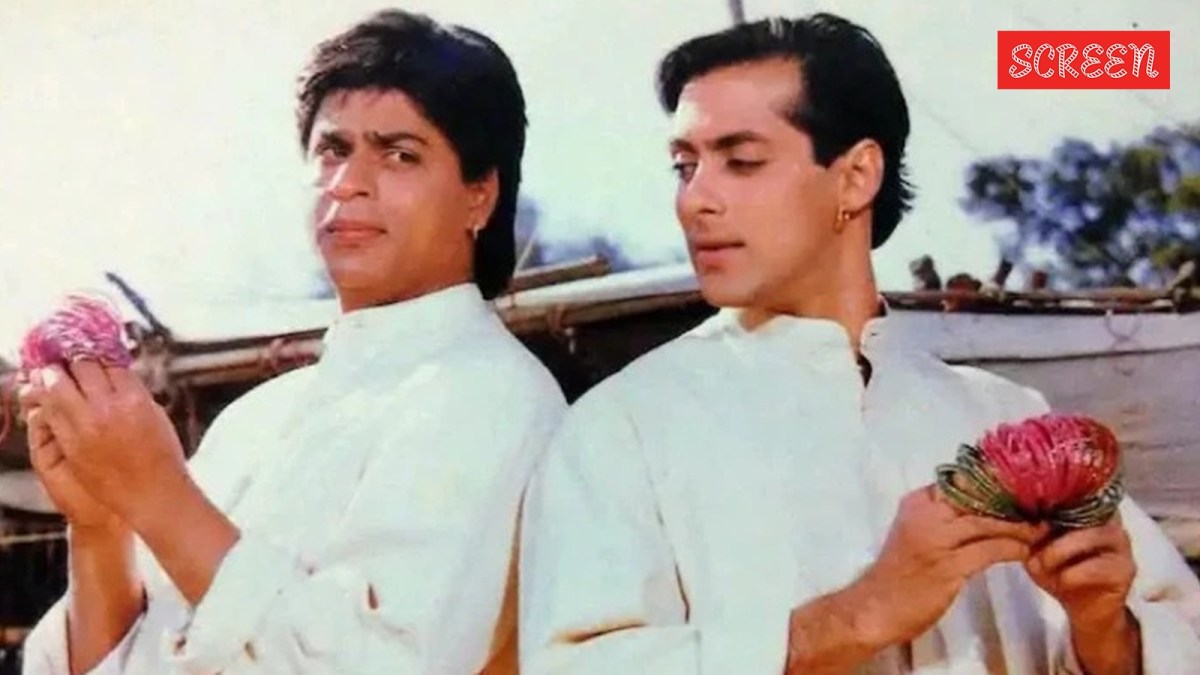 Shah Rukh Khan and Salman Khan in a still from Karan Arjun